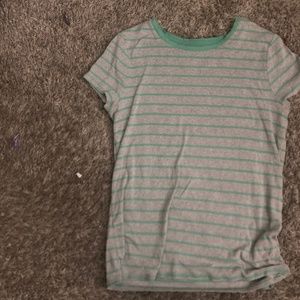 Blue and grey striped shirt